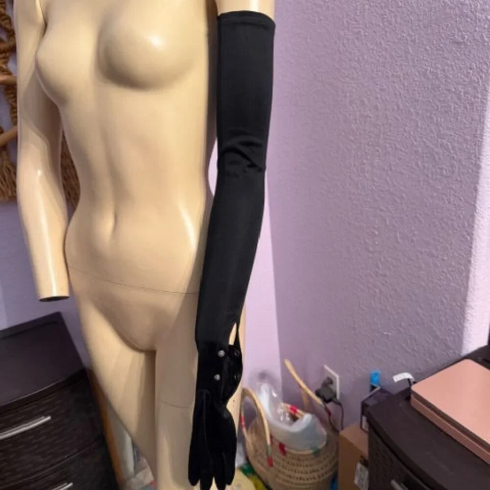 Vtg Long Satin Opera Gloves 6 Formal Elegant Evening Wear Hollywood Regency 60s